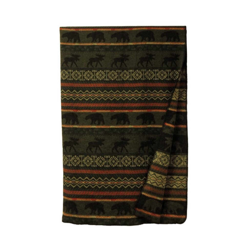Rustic Wood River "McWoods" 60"x72" Premium Wool Blend Throw Blanket